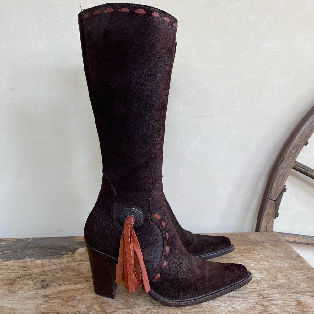 BARNEY'S NEW YORK Cowboy Southwest Boot HighEnd Handmade Leather Tassel 36 Italy
